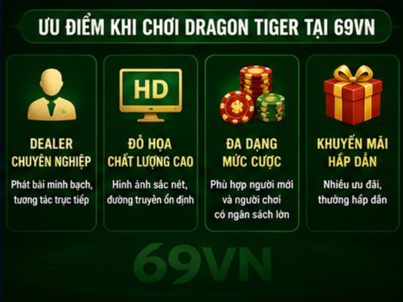 Ưu điểm khi chơi Dragon Tiger tại 69VN